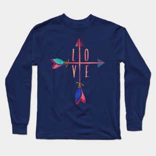 Love Crossed Arrows Boho Design Long Sleeve T-Shirt